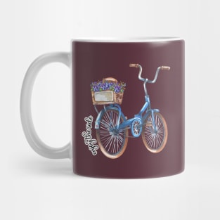 Enjoy The Ride Retro Bicycle with Flower Basket Watercolor Art Mug